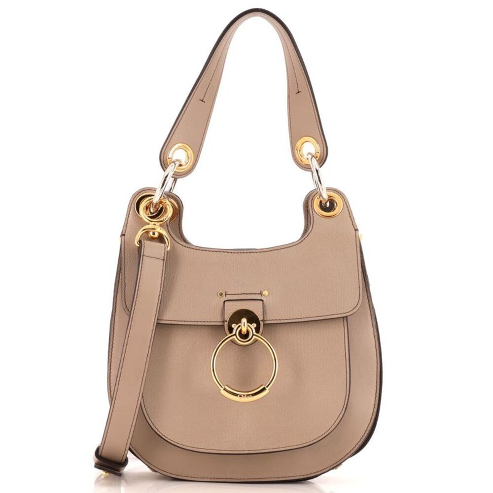 Chloe Tan Shoulder Bag with Gold Hardware